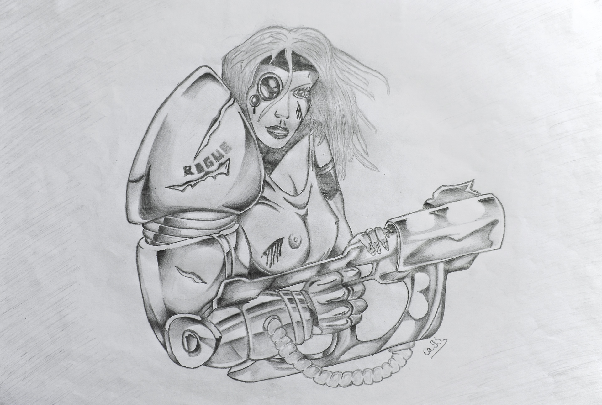 Un dessin d’une fille guerrière futuriste