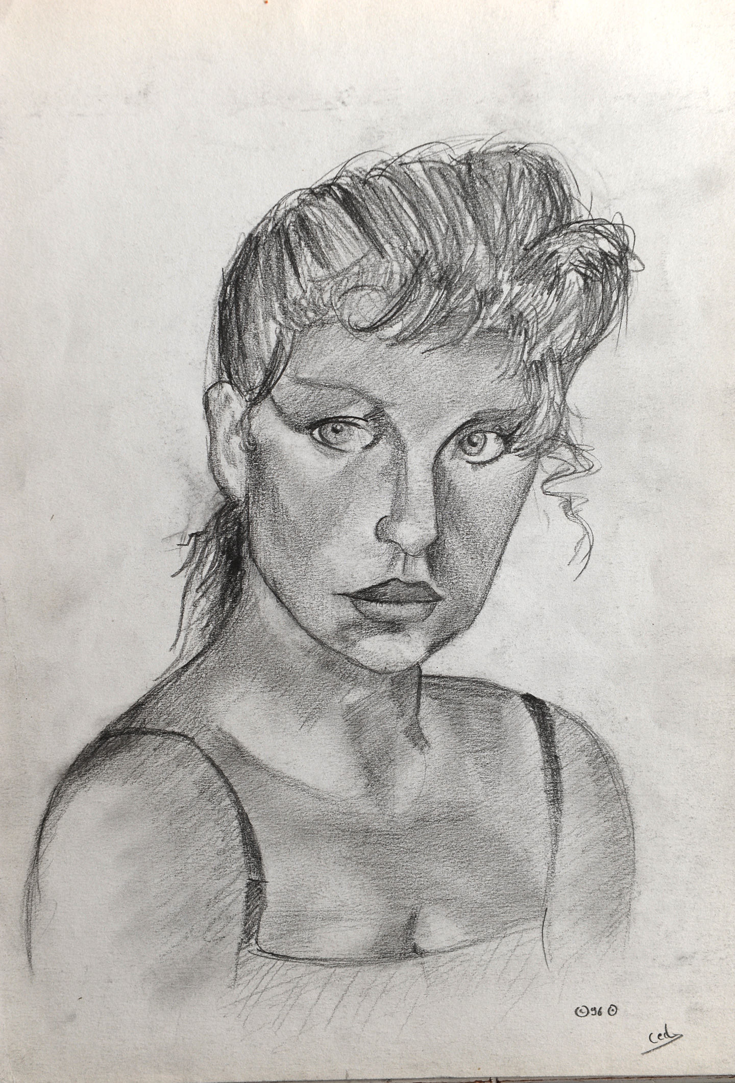 A black and white portrait drawing