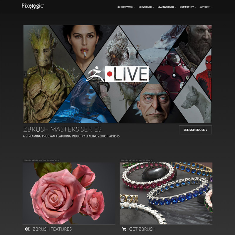 Screenshot of Pixologic’s website homepage