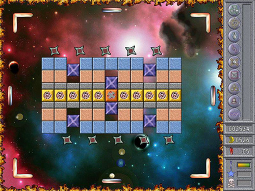 Capture écran du jeu Cosmic bug (niveau avec l’image Trifide Nebula)